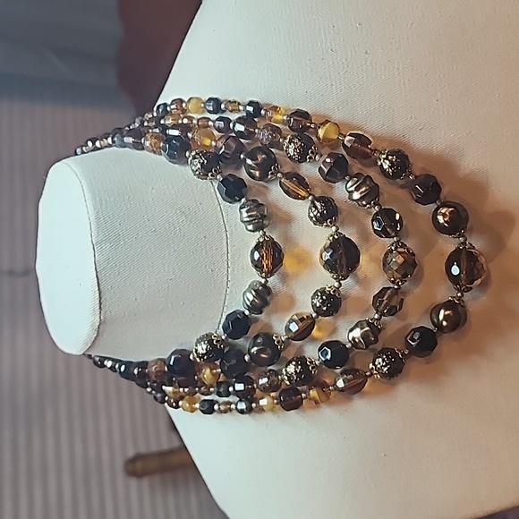 Vintage W. GERMANY 4 Strand Glass Bead Necklace - Picture 1 of 8